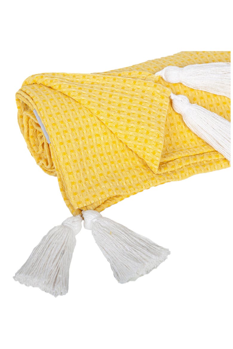 Khonsu Waffle Weave Tassel Throw Blanket, Alternate, color, YELLOW