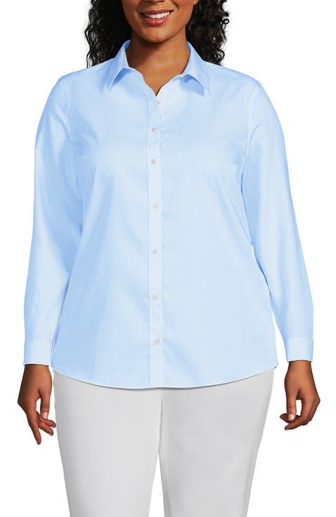 Plus Size No Iron Button Front Shirt