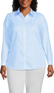 Lands' End Plus Size No Iron Button Front Shirt