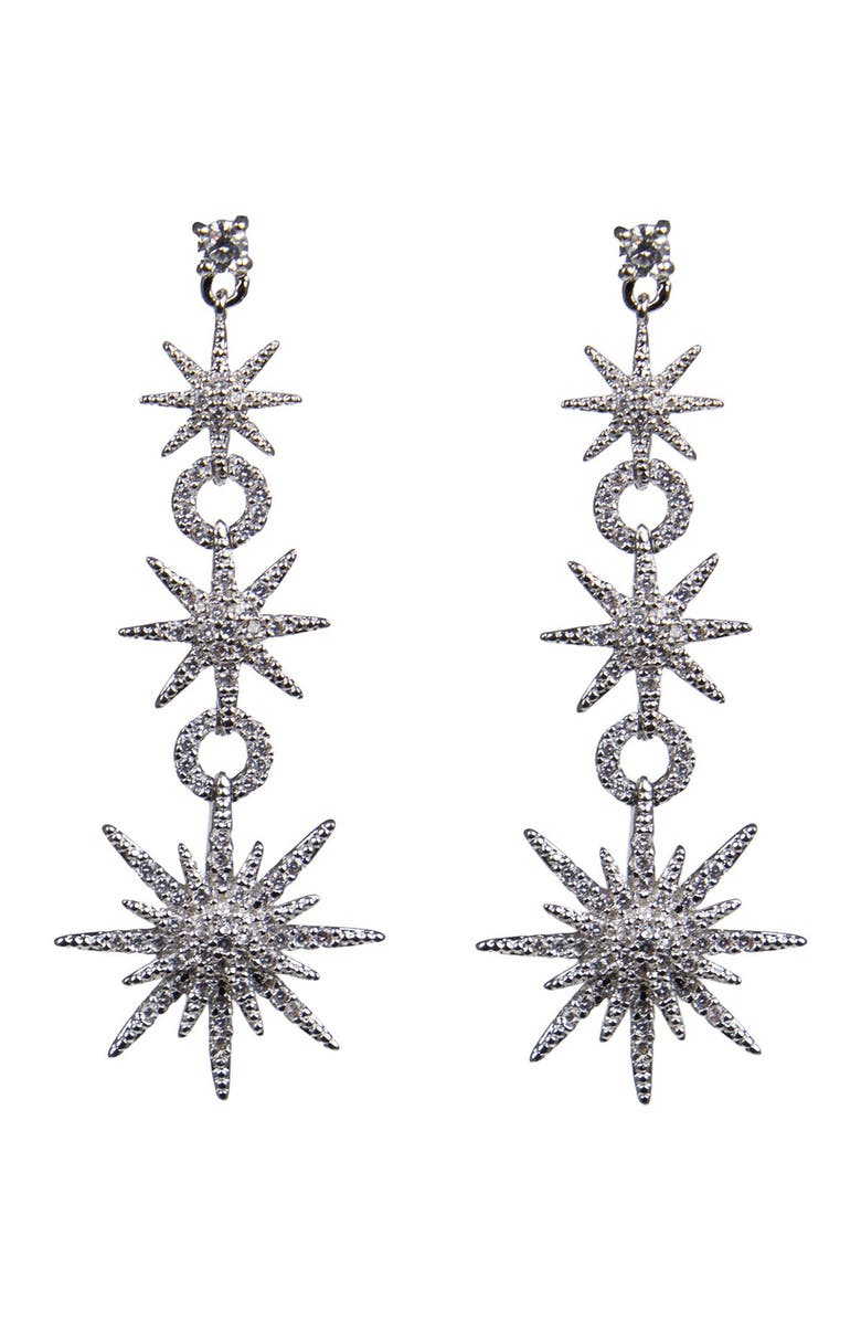 CZ by Kenneth Jay Lane Pave CZ Celestial Star Drop Earrings, Alternate, color, 