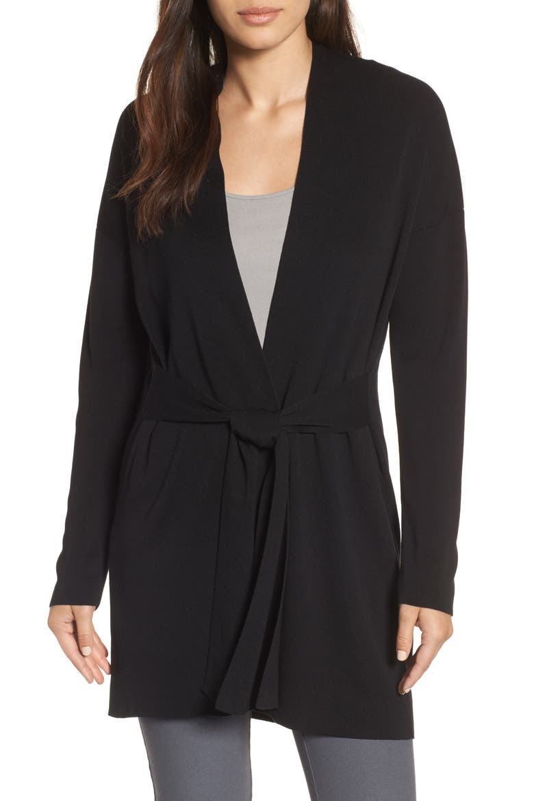 Long Belted Cardigan, Main, color, BLACK