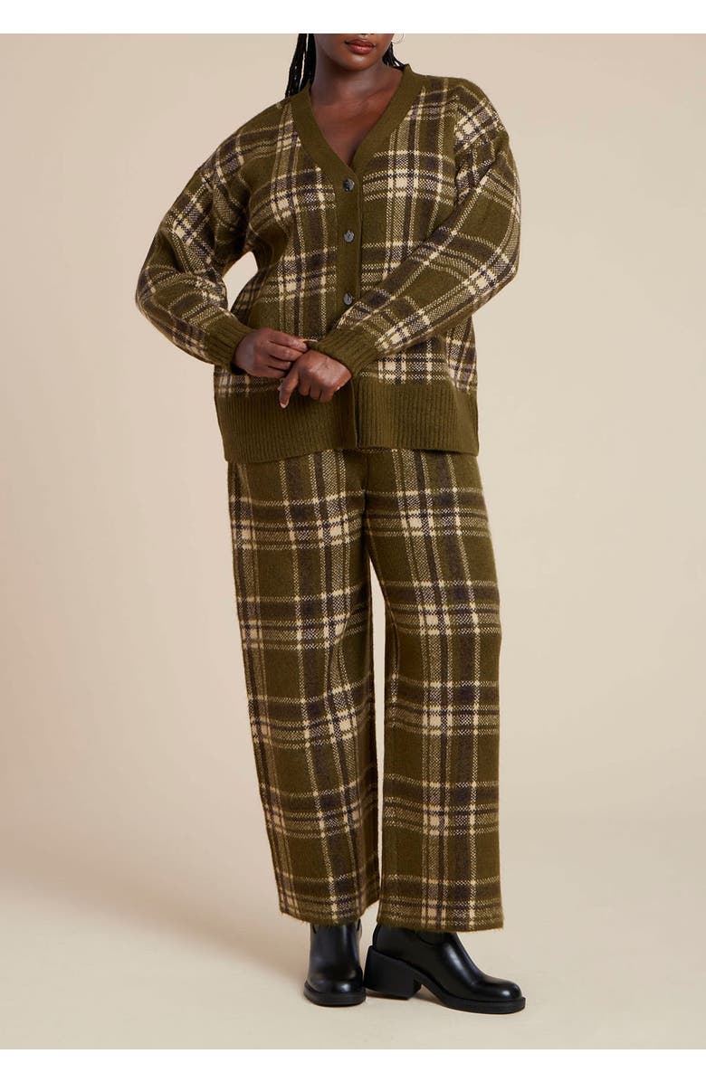 ELOQUII Printed Longline Cardigan, Alternate, color, Twill Plaid