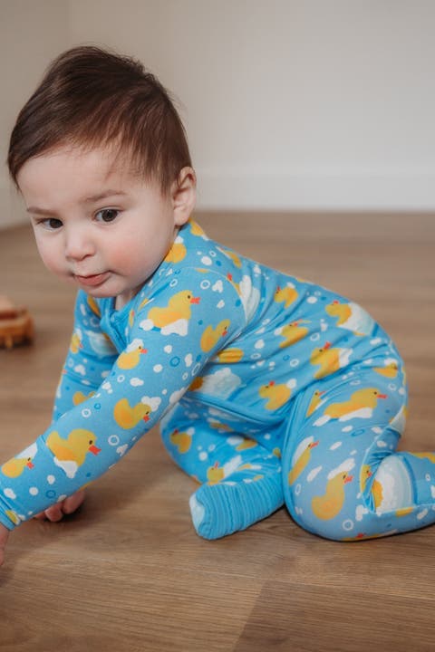 Soft & Stretchy Zipper Footie - Rubber Duckies