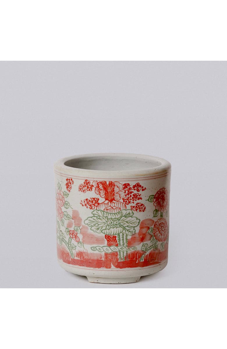 Cobalt Guild Pink and Green Porcelain Four Seasons Footed Cachepot, Main, color, Pink And Green