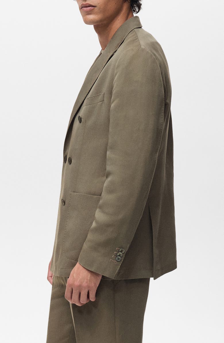 MANGO Slim Fit Double Breasted Blazer, Alternate, color, Mink Grey