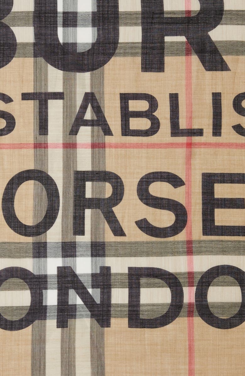 Burberry Horseferry Print Check Wool & Silk Scarf, Alternate, color, 