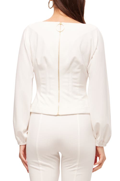 Trina Turk Back Zip Ponte Prime Top In Whitewash