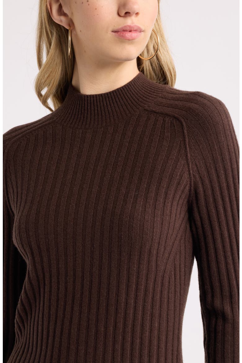 Cashmere Mock Neck Sweater, Alternate, color, BROWN CHICORY