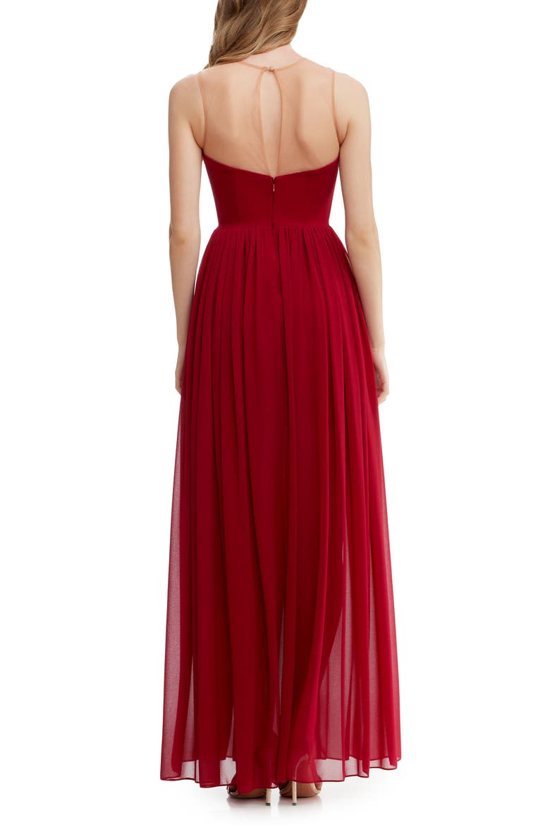 Eleanor Illusion Neck Gown, Alternate, color, GARNET