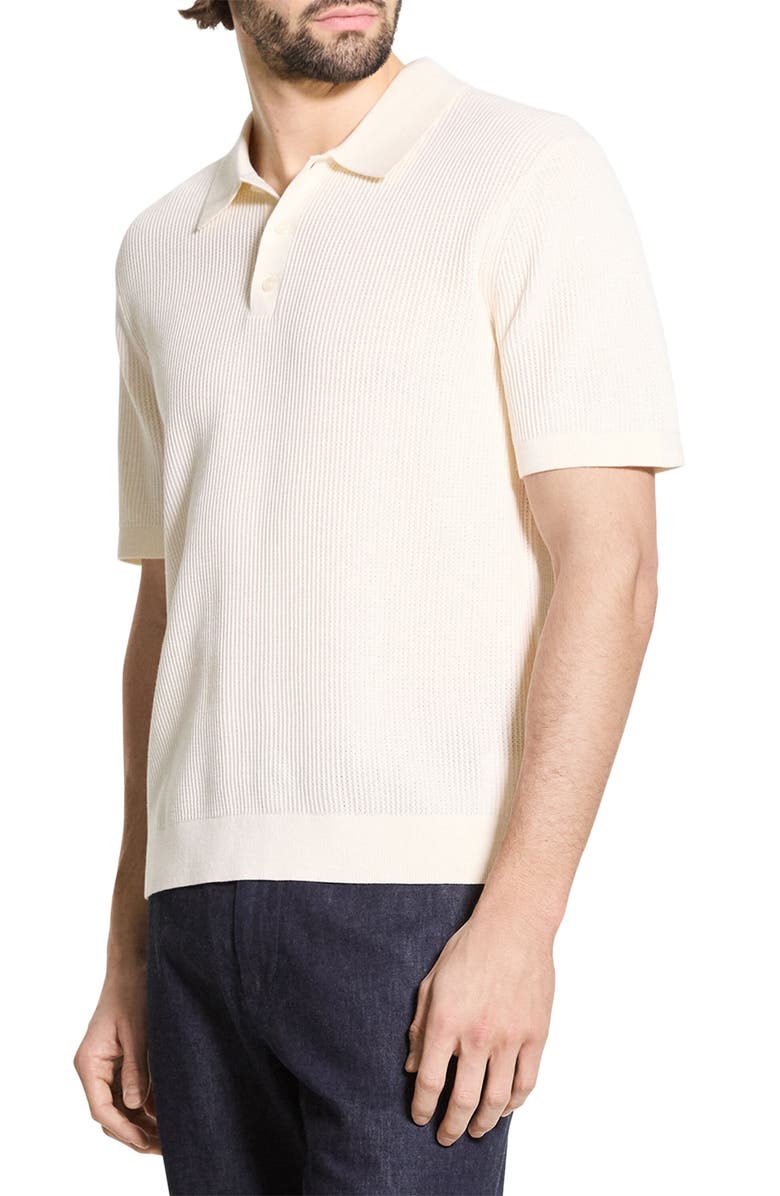 Theory Mesh Knit Polo, Alternate, color, Eggshell