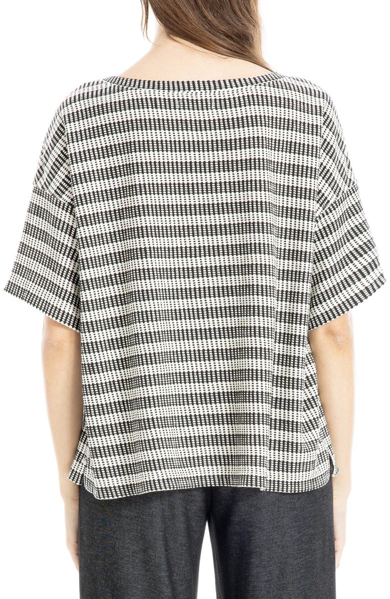 MAX STUDIO Flek Textured Stripe Boxy T-Shirt, Alternate, color, Black/ Cream