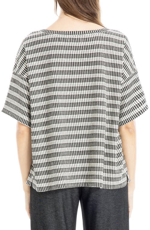 Max Studio Flek Textured Stripe Boxy T-shirt In Black/cream