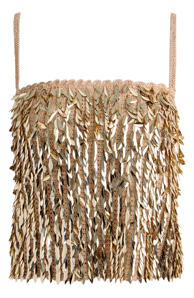 Alice + Olivia Nicolette Sequin Camisole, Alternate, color, Sand/ Gold