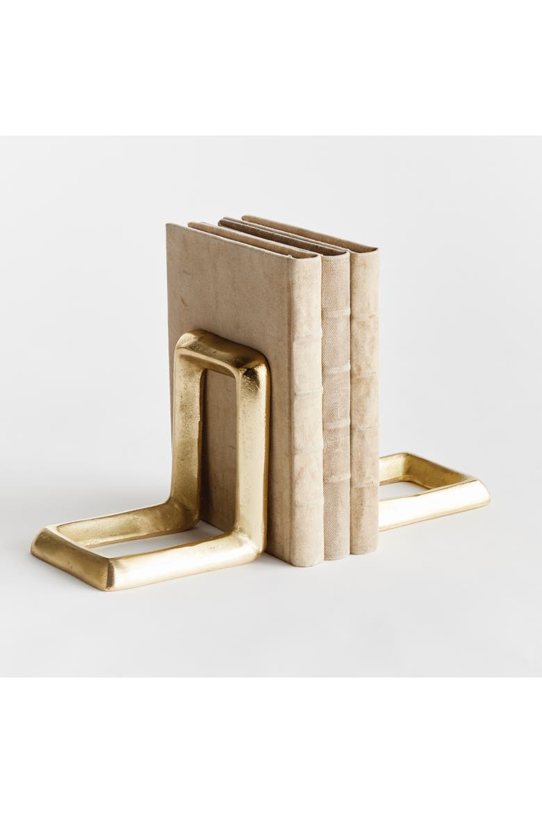 Strofi Decorative Gold Finish Premium Quality Bookends, Set of 2, Alternate, color, Gold