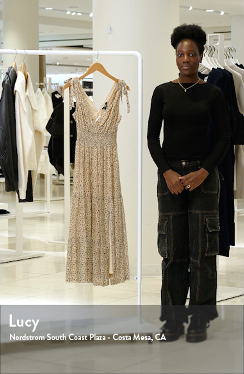 Karlissa Print Smocked Waist Sleeveless Tiered Dress, sales video thumbnail