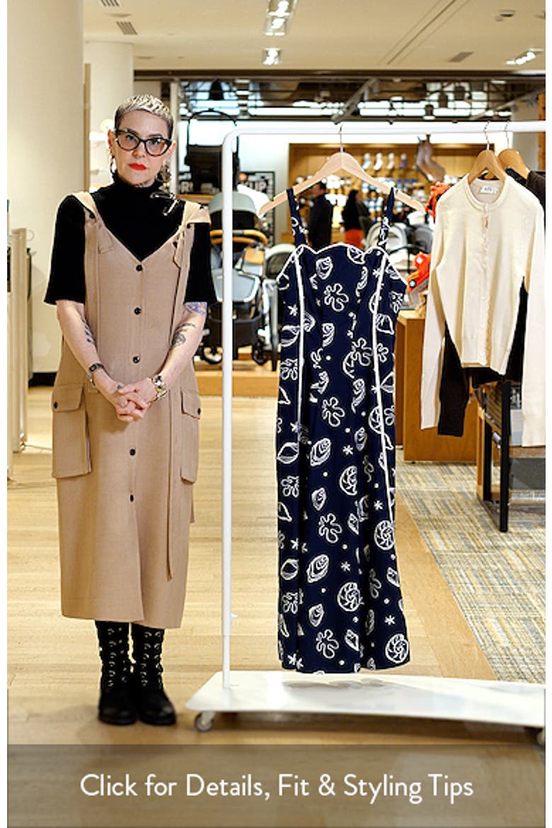 Shell Print Piped Cotton Midi Dress video
