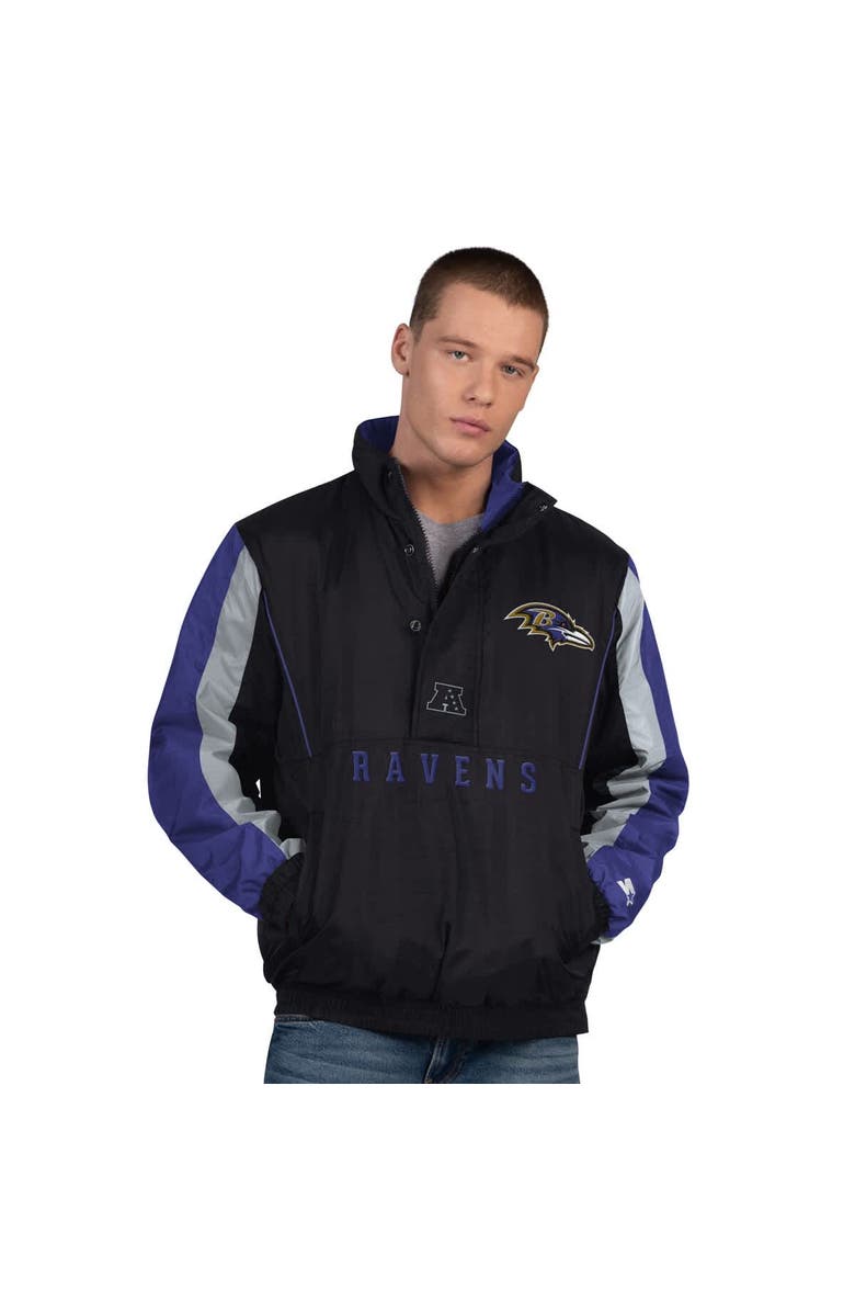 STARTER Men's Starter  Black Baltimore Ravens Thursday Night Gridiron Half-Zip Jacket, Main, color, Black