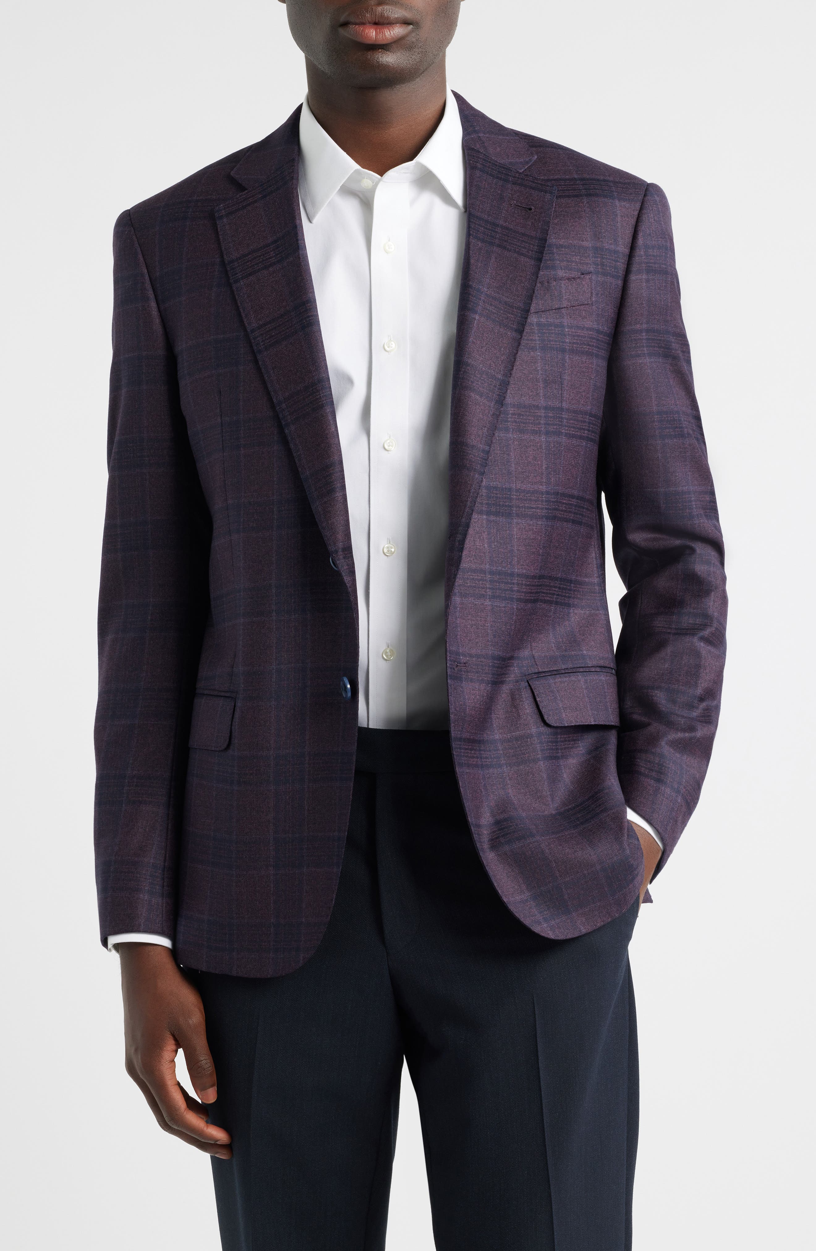 Emporio Armani G-Line Purple Check Wool Sport Coat