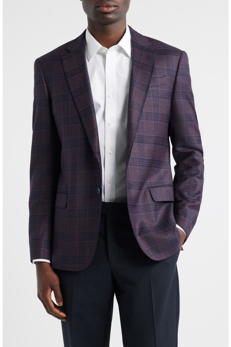 G-Line Purple Check Wool Sport Coat, Main, color, PLUM
