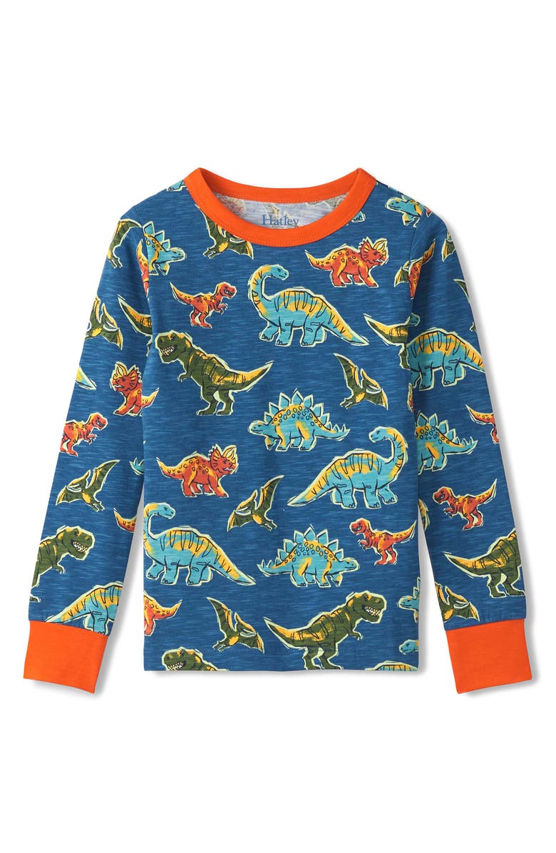 Hatley Kids' Dino Roar Fitted Two-Piece Pajamas, Alternate, color, Star Sapphire