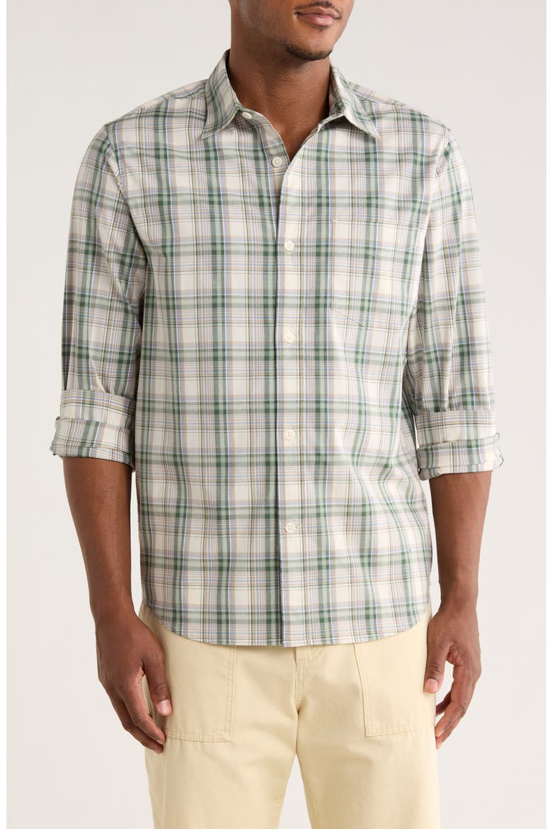 Plaid Poplin Button-Up Shirt, Main, color, IVORY BRIAN PLAID