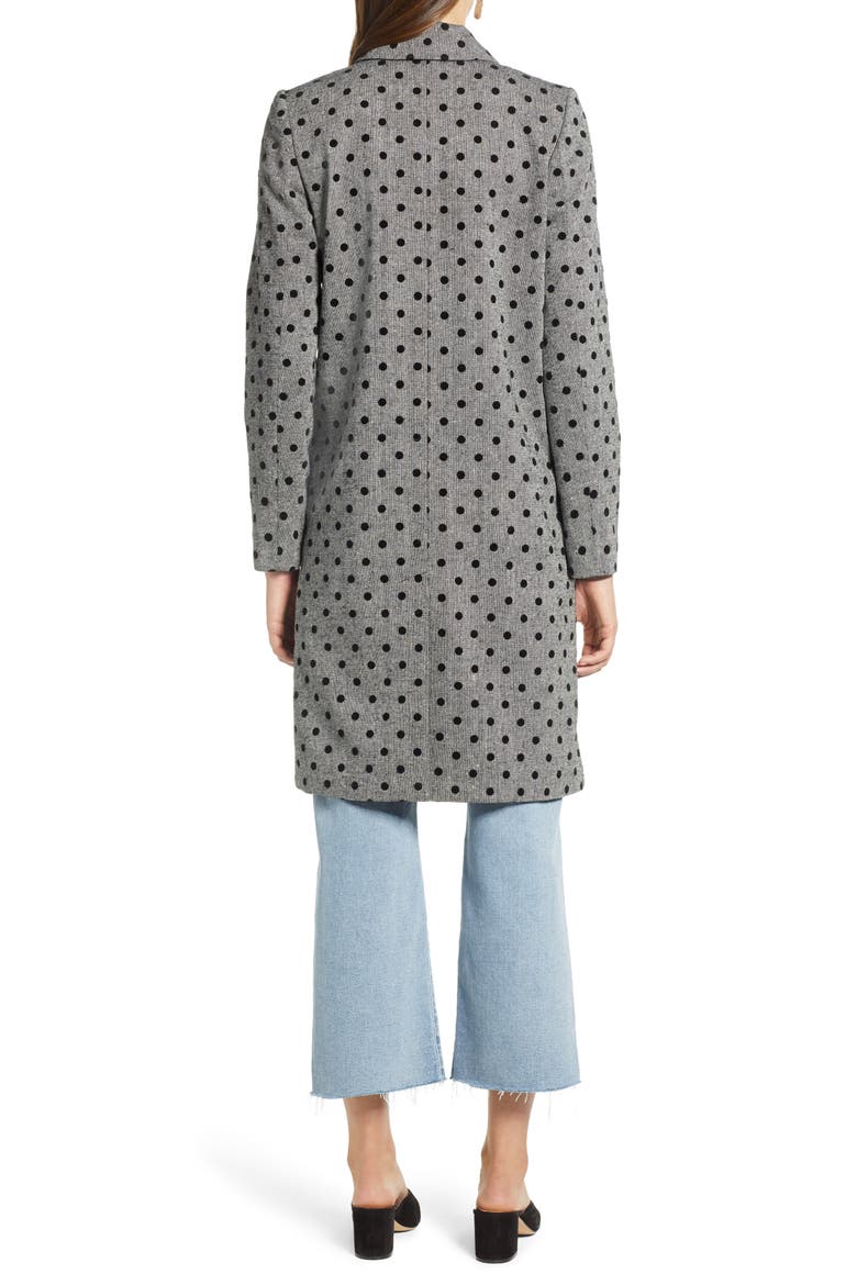 Flocked Dot Coat, Alternate, color, GREY- BLACK DOT