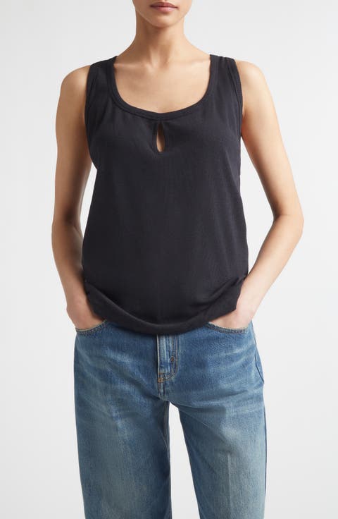 Split Cotton & Linen Jersey Tank