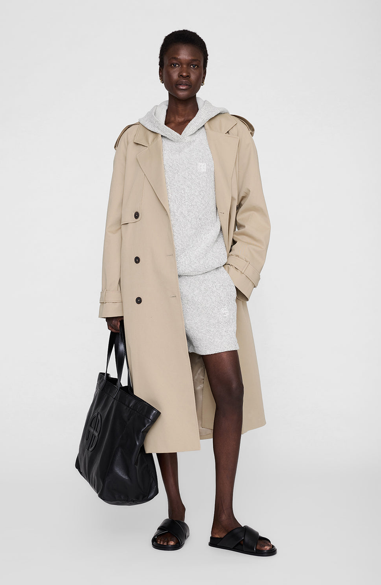 ANINE BING Framed Monogram Alec Hoodie, Alternate, color, Ivory And Black