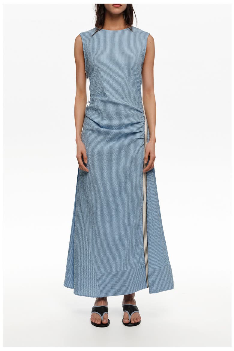 Sleeveless Dress With Striped Overlay Strap, Main, color, LIGHT BLUE