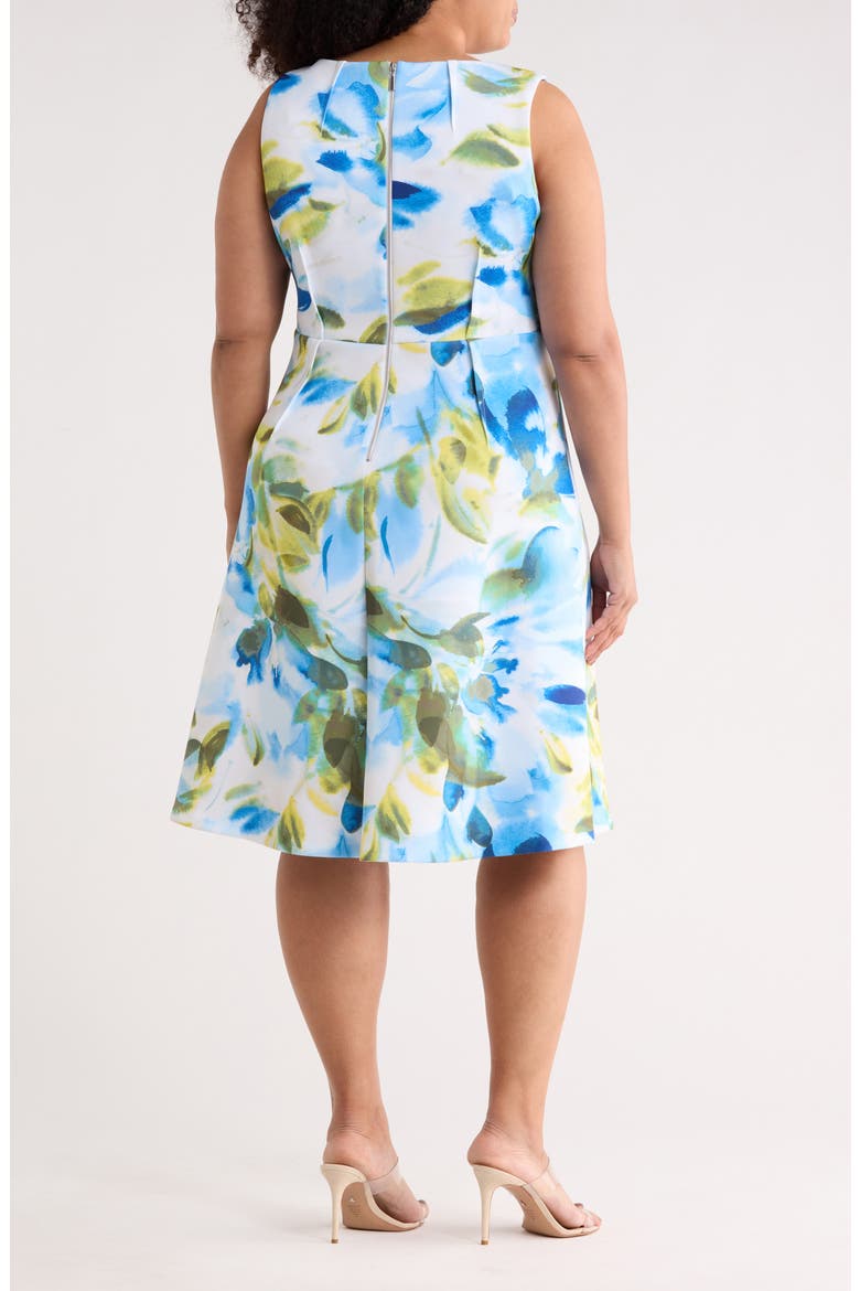 Floral Sleeveless Scuba Fit & Flare Dress, Alternate, color, ULTRAMARINE MULTI