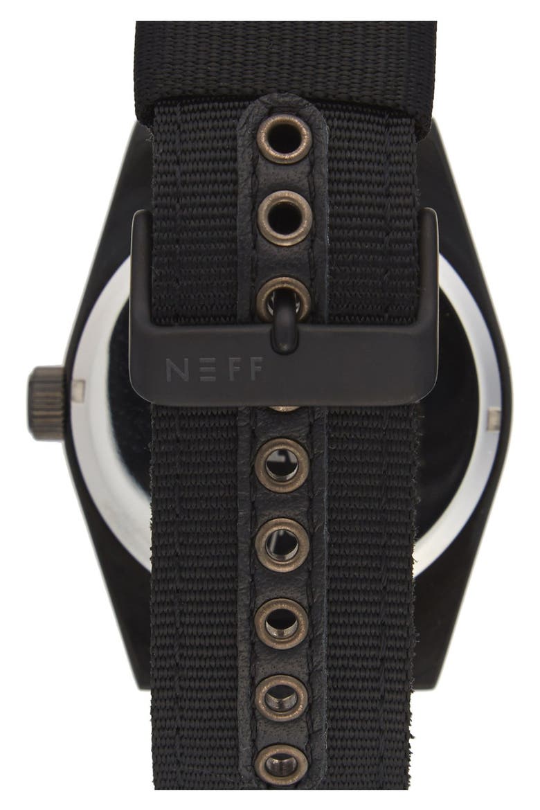 'Nightly' Round Watch, 42mm, Alternate, color, BLACK/ BLACK