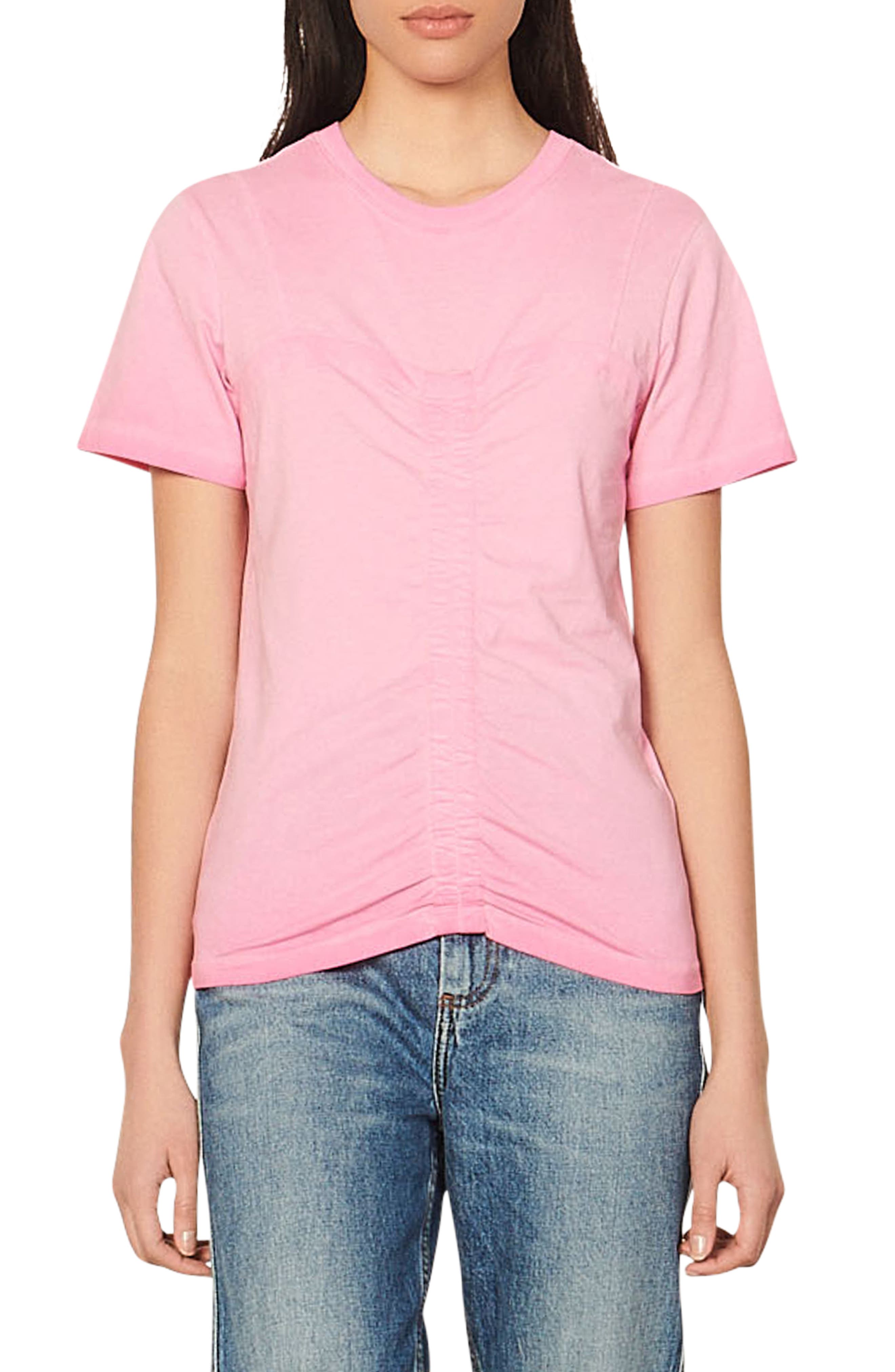 SANDRO Lionel Center Ruched Cotton T-Shirt