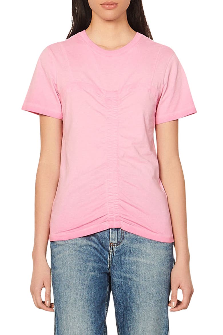 Lionel Center Ruched Cotton T-Shirt, Main, color, ROSE