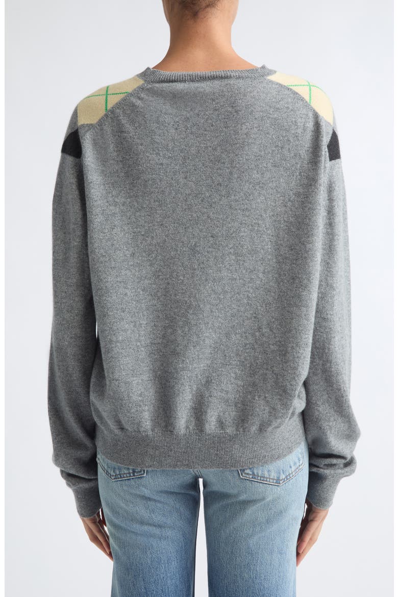 The Academy Argyle Cashmere Sweater, Alternate, color, GREY/ YELLOW