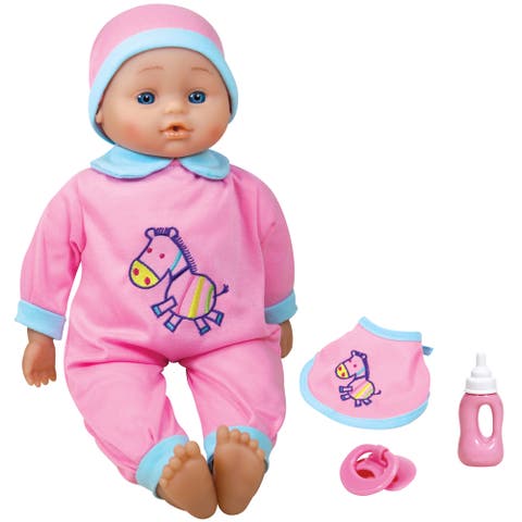 16 Inch Interactive Sounds Baby Doll, Pink & Blue Horse Outfit, Roleplay Toy