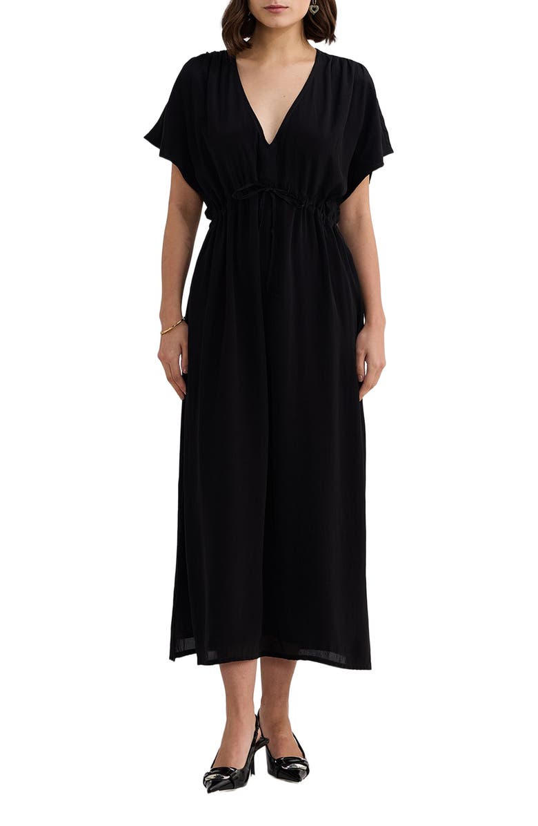 Reistor V-neck Gathered Maxi Dress in Black, Main, color, Black