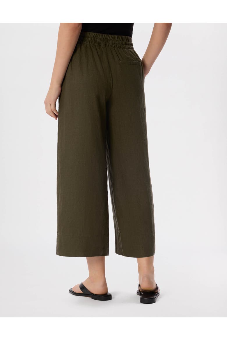 Elasticated Linen Crop Trousers, Alternate, color, Khaki