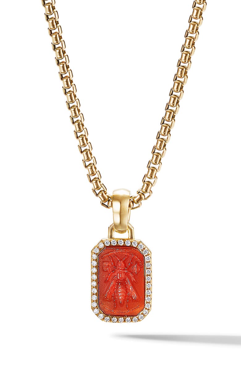 David Yurman Petrvs<sup>®</sup> Bee Amulet in 18K Yellow Gold with Carnelian & Diamonds, 15.4mm, Main, color, 