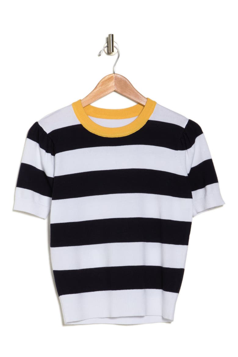 Juni Stripe Knit Shirt, Alternate, color, BANANA/ NAVY BLAZER/ GARDENIA