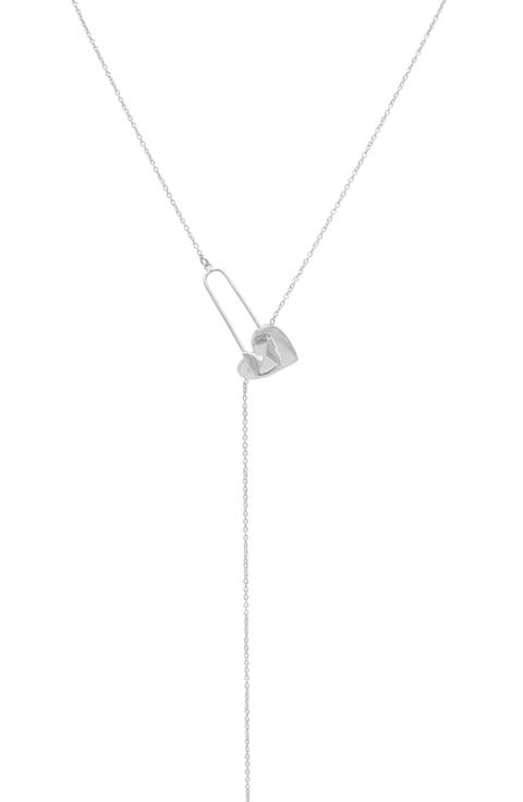 Pin Heart Adjustable Lariat Necklace