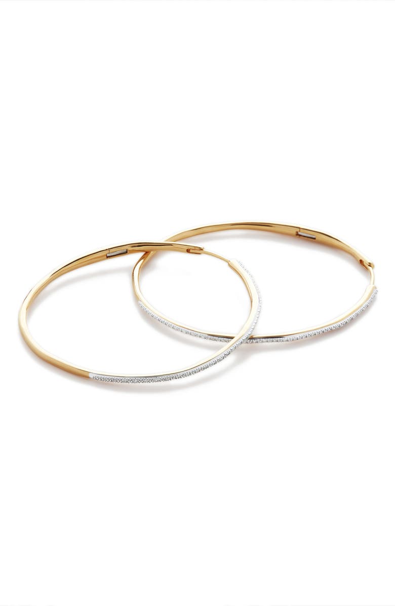Monica Vinader Riva Cocktail Diamond Hoop Earrings, Main, color, Gold