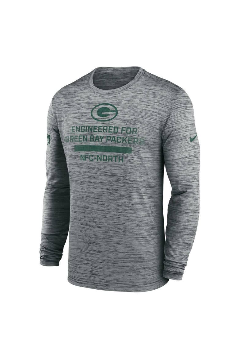 Men's Nike Gray Green Bay Packers Sideline Velocity Performance Long Sleeve T-Shirt, Alternate, color, Gray