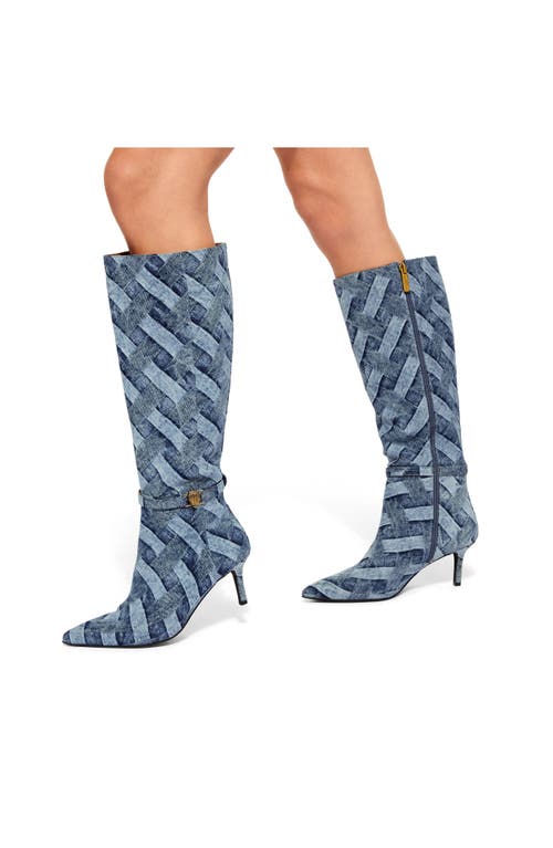 Kurt Geiger Denim Kensington Flexi Knee-high Boots In Navy