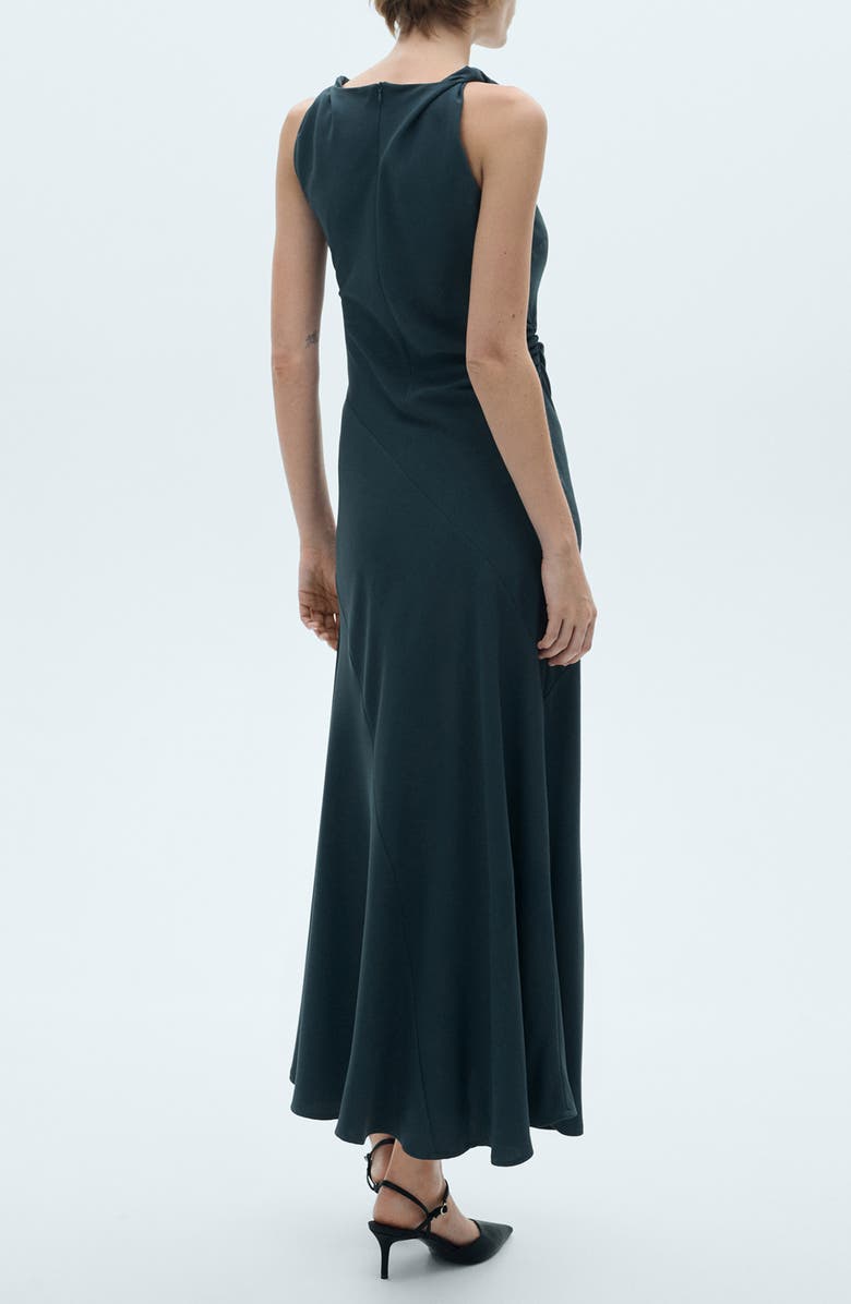 MANGO Braided Strap Draped Panel Dress, Alternate, color, Grey