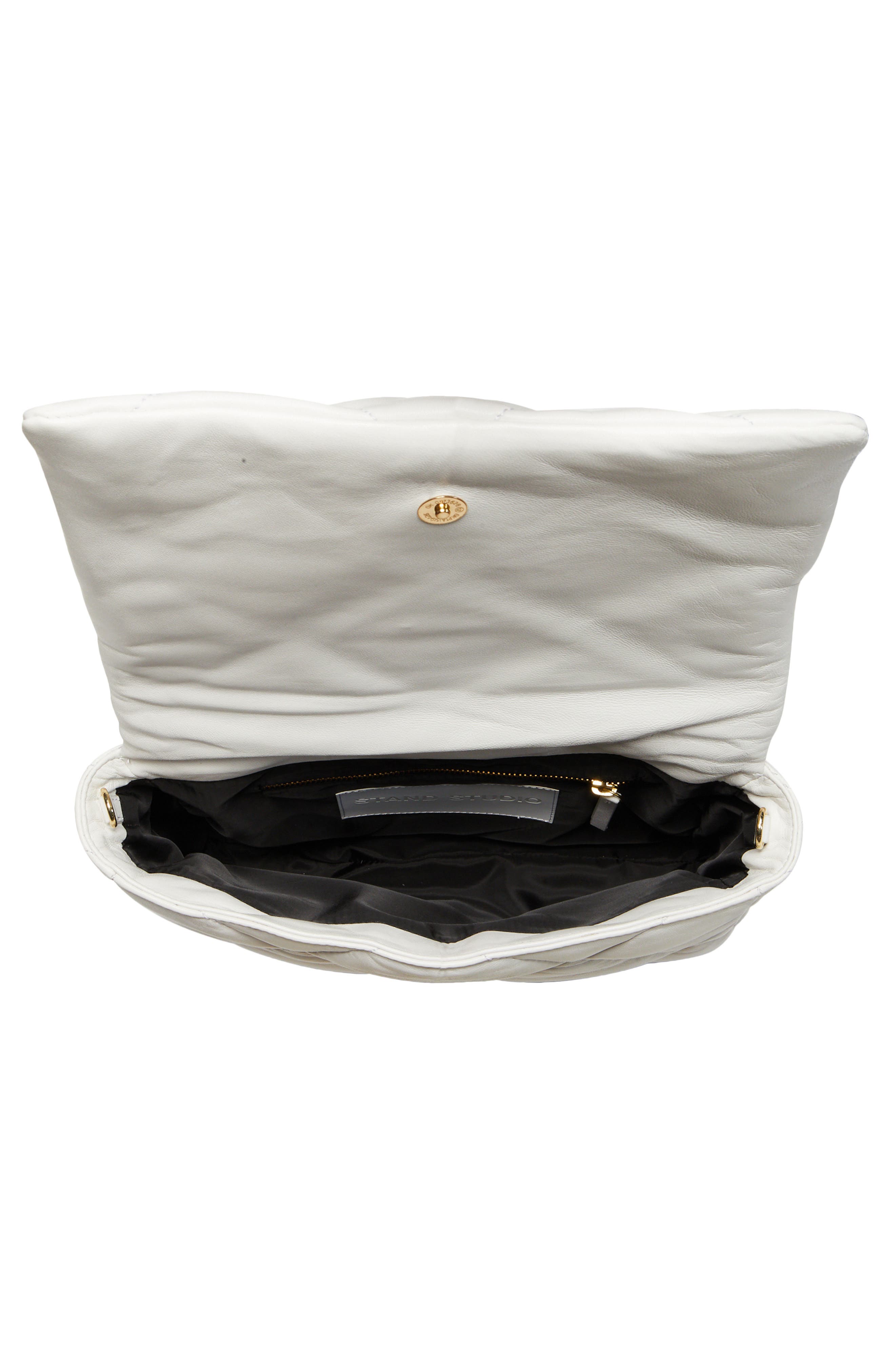 Brynnie Quilted Lambskin Leather Convertible Clutch, Alternate, color, WHITE/ GOLD CHAIN