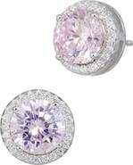 SAVVY CIE JEWELS Brilliant Cut Cubic Zirconia Halo Stud Earrings