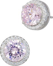SAVVY CIE JEWELS Brilliant Cut Cubic Zirconia Halo Stud Earrings