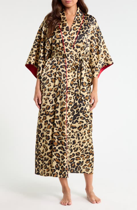 Jaguar Printed Stretch Satin Robe