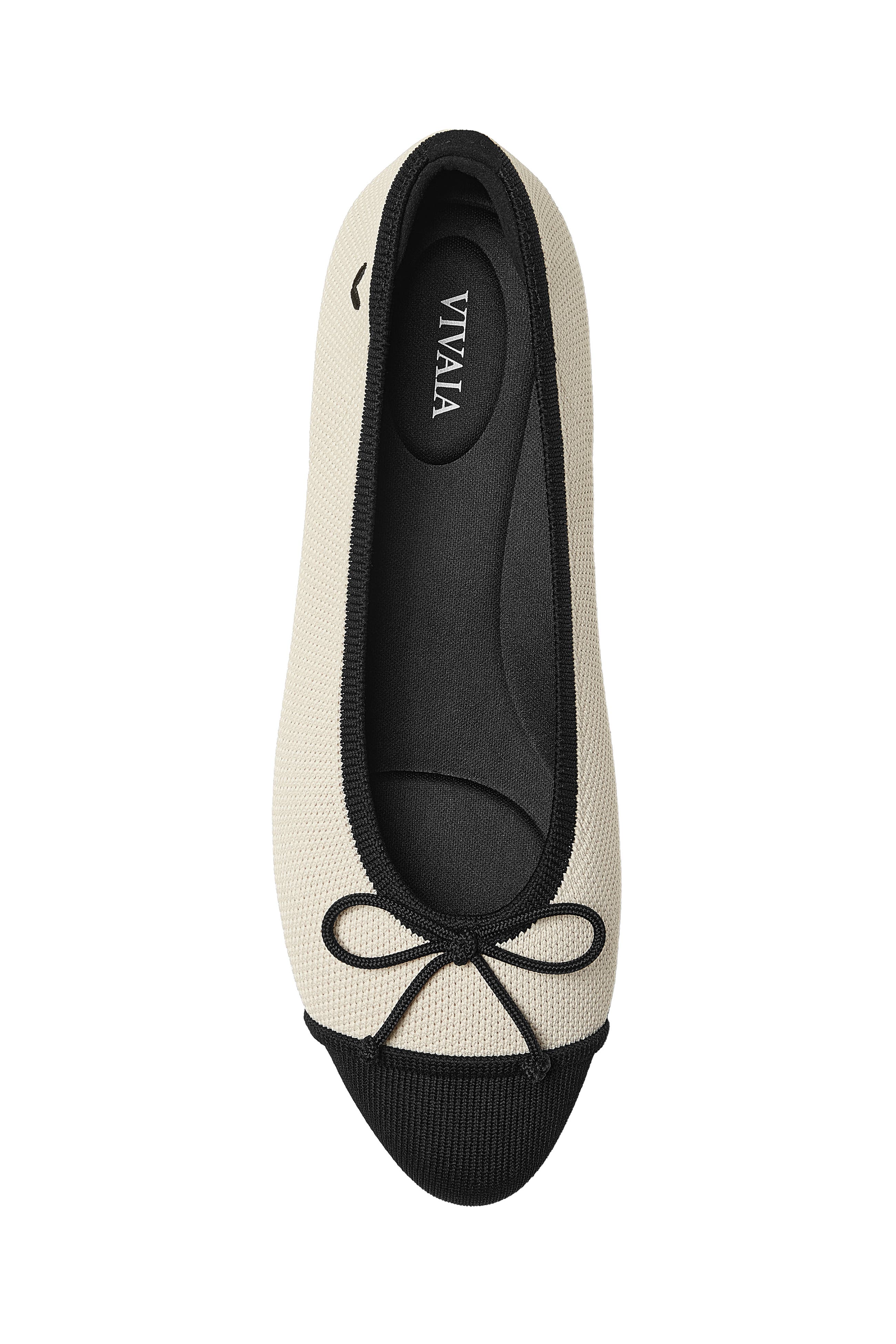Tiana Almond-Toe Bow Flats, Alternate, color, Cream Ivory Black
