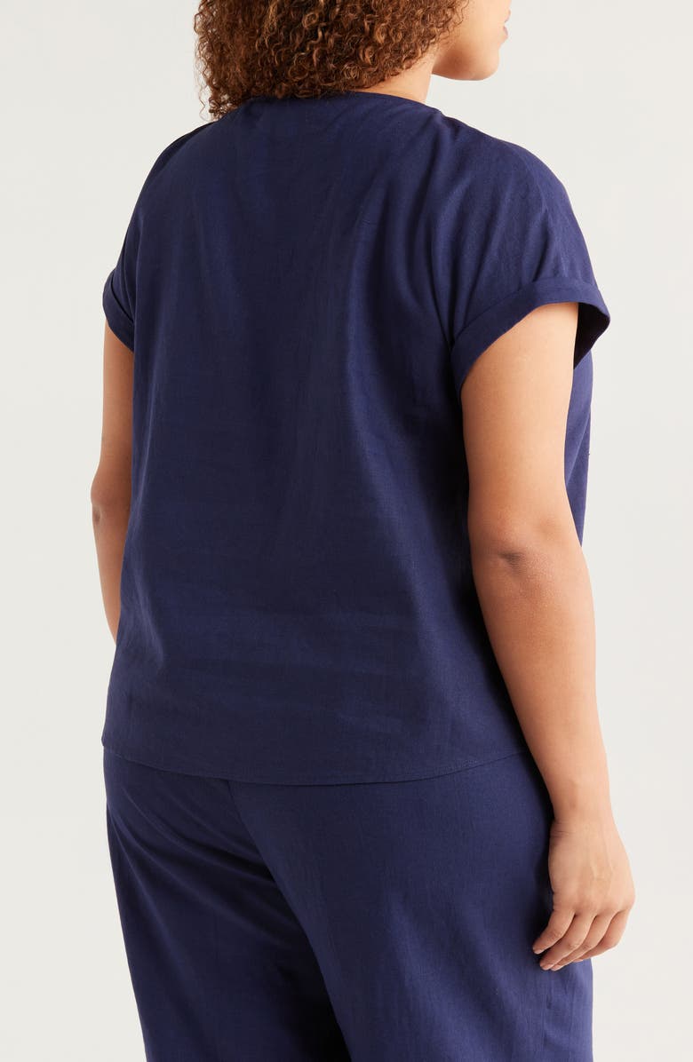 Jones New York Side Button Linen Blend Top, Alternate, color, 